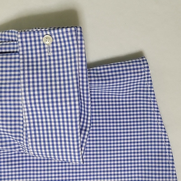 Lands' End Blue White Gingham 3/4 Sleeve Button Down Shirt Size 14 - Picture 2 of 5